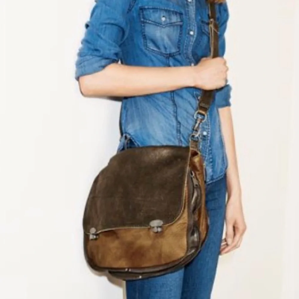 LIEBESKIND Berlin “Olivia” Two-tone Brown/Gray Flap Messenger Bag